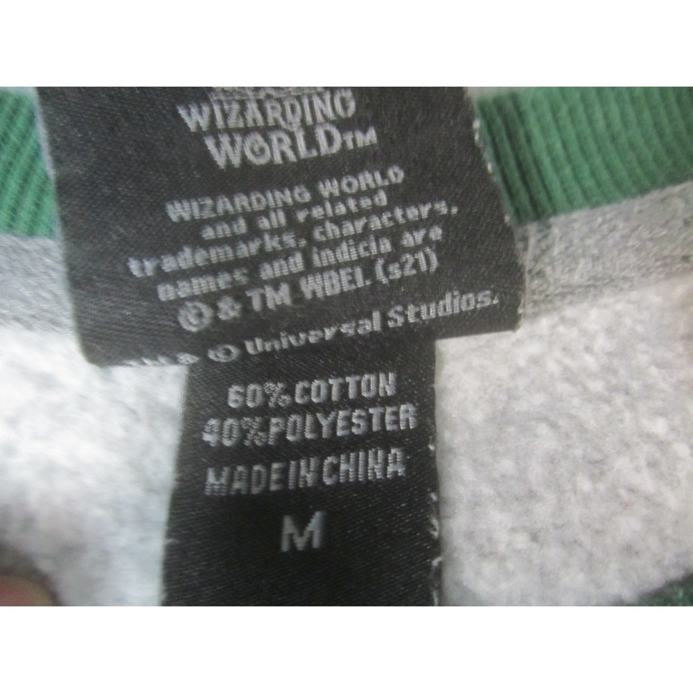 Harry Potter Adult Medium Gray Green Sweatshirt House of Slytherin Raglan Long S - Picture 5 of 9